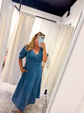 Cotton Puff Sleeve Midi Dress